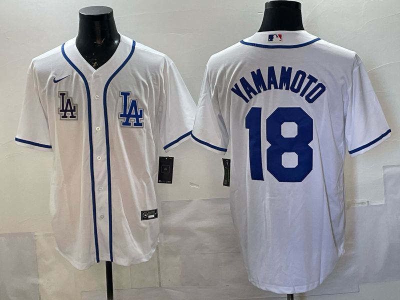 Men 2026 Nike Los Angeles Dodgers #18 Yamamoto White Game MLB Jersey 01->los angeles dodgers->MLB Jersey